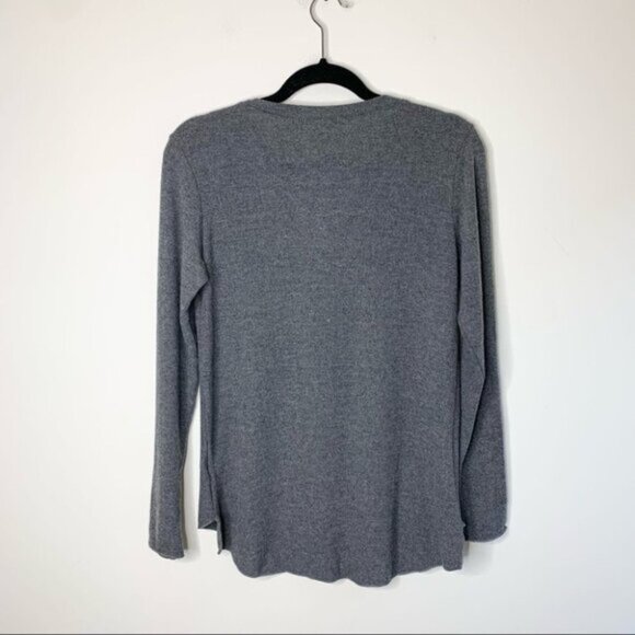 Revolve LNA Strappy Sweater V-neck Long Sleeve Fuzzy Soft Charcoal Grey Size XS - Picture 12 of 13